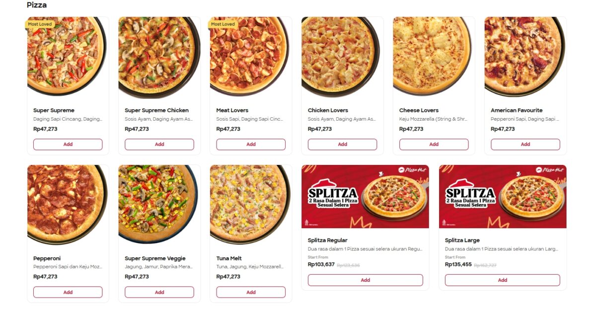 Daftar Menu Pizza Hut Indonesia Terbaru Lengkap dengan Harga