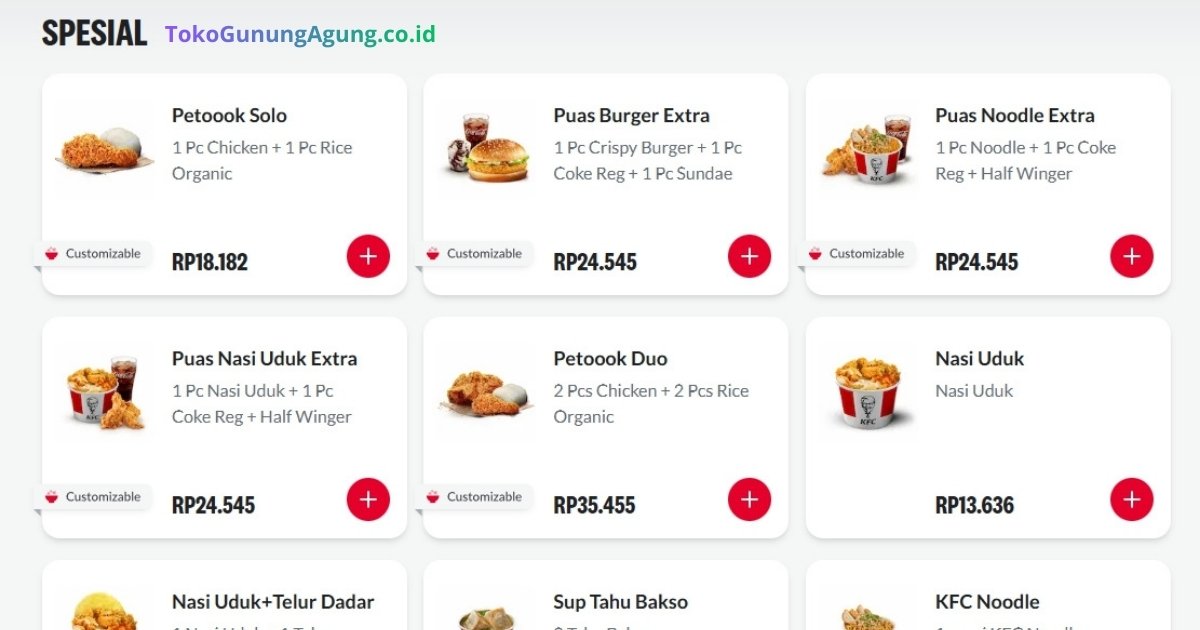 Harga Menu KFC di Indonesia Terbaru 2025 (Lengkap)